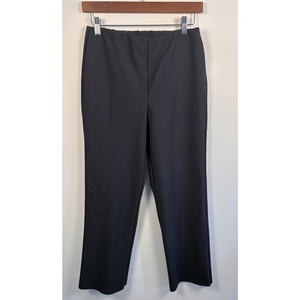 ecru Navy Blue Stretch Side Zip Flat Front Ankle Dress Pants Size M